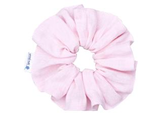 Lněná gumička Scrunchie růžová 5 cm