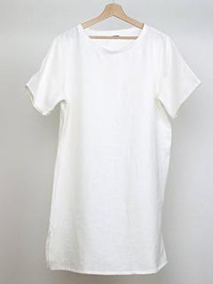 Lněná košilka bez zapínání - bílá L