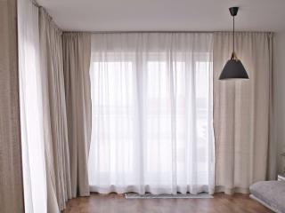 Lněná záclona bílá s řasením š.250 cm - 50% len 250 x 210 cm