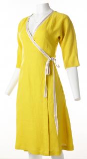 Lněné šaty zavinovací Hana - žluté vel. 42