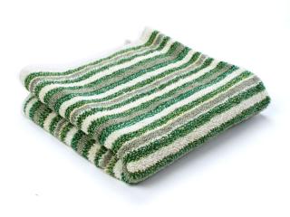 Lněný ručník měkký Zelený pruh 30 x 30 cm