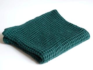 Lněný ručník vaflový tmavě zelený - 48% len 125 x 150 cm