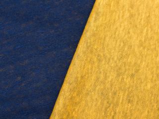 Lněný úplet dvouvrstvý námořnická modrá - žlutá
