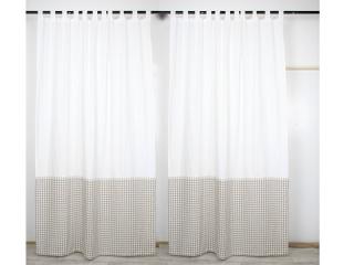 Lněný závěs kostičkový s poutky - 150 cm 145 x 210 cm
