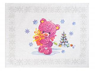 Medvídek růžový - lněná utěrka