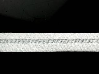 Šikmý bavlněný proužek 14mm - balení 5 m - bílá