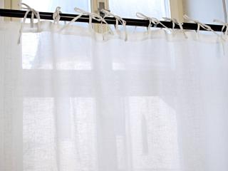 Záclona bílá 150 cm se zavazováním - 100% len