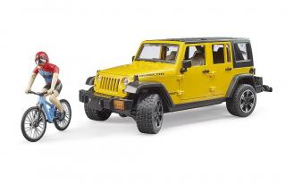 Bruder 02543 Jeep Wrangler Rubicon Unlimited s horským kolem a cyklistou