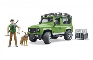 Bruder 02587 Land Rover Defender, figurka myslivce a psa