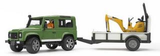 Bruder 02593 LAND ROVER + PŘEPRAVNÍK, MIKROBAGR JCB