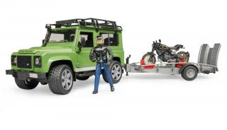 Bruder 02598 Land Rover motocykl Scrambler Ducati Cafe Racer přepravník figurka