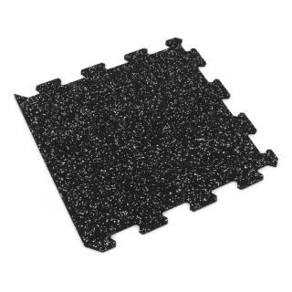Černo-bílá gumová modulová puzzle dlažba (okraj) FLOMA FitFlo SF1050 - 100 x 100 x 1,6 cm
