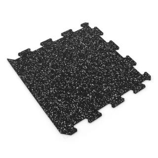 Černo-bílá gumová modulová puzzle dlažba (okraj) FLOMA FitFlo SF1050 - 50 x 50 x 0,8 cm
