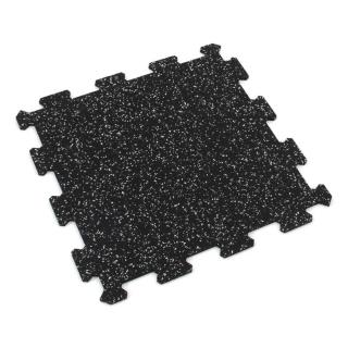 Černo-bílá gumová modulová puzzle dlažba (střed) FLOMA FitFlo SF1050 - 100 x 100 x 1,6 cm