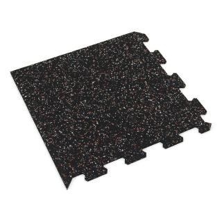 Černo-bílo-červená gumová modulová puzzle dlažba (roh) FLOMA FitFlo SF1050 - 100 x 100 x 0,8 cm