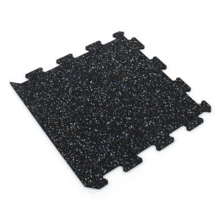 Černo-bílo-modrá gumová modulová puzzle dlažba (okraj) FLOMA FitFlo SF1050 - 50 x 50 x 0,8 cm
