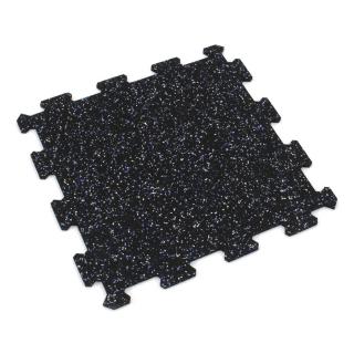 Černo-bílo-modrá gumová modulová puzzle dlažba (střed) FLOMA FitFlo SF1050 - 100 x 100 x 0,8 cm