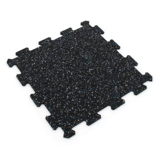 Černo-bílo-modrá gumová modulová puzzle dlažba (střed) FLOMA FitFlo SF1050 - 50 x 50 x 0,8 cm