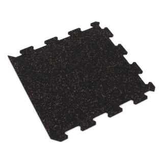 Černo-červená gumová modulová puzzle dlažba (okraj) FLOMA FitFlo SF1050 - 100 x 100 x 0,8 cm