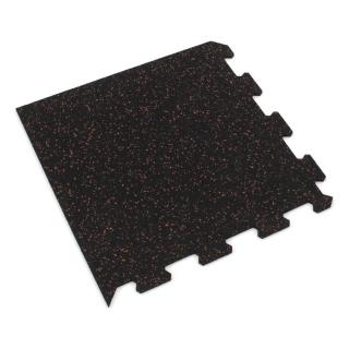 Černo-červená gumová modulová puzzle dlažba (roh) FLOMA FitFlo SF1050 - 100 x 100 x 1,6 cm