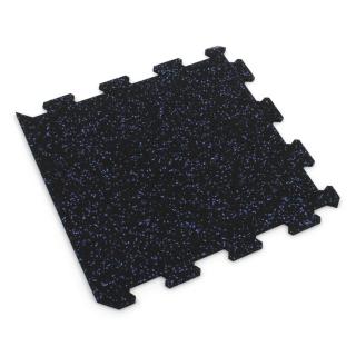 Černo-modrá gumová modulová puzzle dlažba (okraj) FLOMA FitFlo SF1050 - 100 x 100 x 0,8 cm