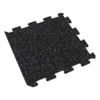 Černo-šedá gumová modulová puzzle dlažba (okraj) FLOMA FitFlo SF1050 - 100 x 100 x 1,6 cm