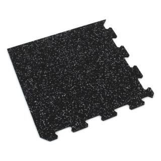 Černo-šedá gumová modulová puzzle dlažba (roh) FLOMA FitFlo SF1050 - 100 x 100 x 1,6 cm