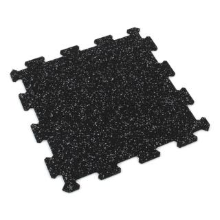 Černo-šedá gumová modulová puzzle dlažba (střed) FLOMA FitFlo SF1050 - 47,8 x 47,8 x 0,8 cm