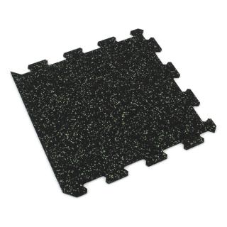 Černo-zelená gumová modulová puzzle dlažba (okraj) FLOMA FitFlo SF1050 - 95,6 x 95,6 x 0,8 cm