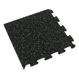 Černo-zelená gumová modulová puzzle dlažba (roh) FLOMA FitFlo SF1050 - 100 x 100 x 1,6 cm