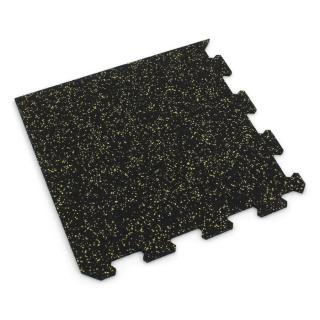 Černo-žlutá gumová modulová puzzle dlažba (roh) FLOMA FitFlo SF1050 - 100 x 100 x 0,8 cm