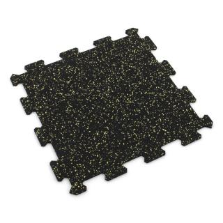 Černo-žlutá gumová modulová puzzle dlažba (střed) FLOMA FitFlo SF1050 - 50 x 50 x 1,6 cm