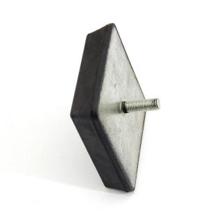 Černý gumový doraz tvaru komolého jehlanu se šroubem FLOMA - 12 x 12 x 3 cm