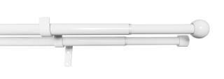 Dvojitá záclonová souprava roztaž.KOULE 16/19mm, 120-230cm, bílá,bez kroužk