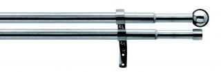 Dvojitá záclonová souprava roztažitelná KOULE 16/19mm, 120-230cm, ušlechtilá ocel, bez kro