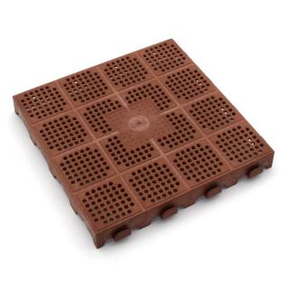 Hnědá plastová děrovaná terasová dlažba Linea Combi - 39 x 39 x 4,8 cm