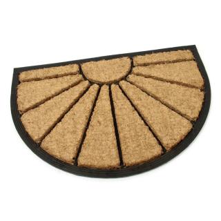 Kokosová čistící venkovní půlkruhová vstupní rohož FLOMA Sun - délka 40 cm, šířka 60 cm a výška 1,7 cm