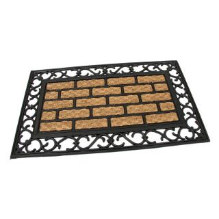 Kokosová čistící venkovní vstupní rohož FLOMA Bricks - Deco - délka 45 cm, šířka 75 cm a výška 0,9 cm