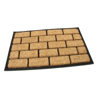 Kokosová čistící venkovní vstupní rohož FLOMA Rectangle - Bricks - délka 45 cm, šířka 75 cm a výška 2,2 cm