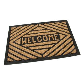 Kokosová čistící venkovní vstupní rohož FLOMA Welcome - Rectangle - délka 40 cm, šířka 60 cm a výška 0,8 cm