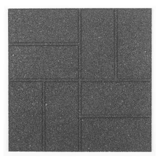 Šedá gumová terasová dlažba FLOMA Cobblestone - 40,5 x 40,5 x 1,5 cm