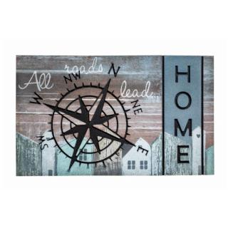 Venkovní čistící vstupní rohož FLOMA Residence Compass Road Home - délka 45 cm, šířka 75 cm a výška 0,9 cm