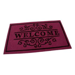 Vínová textilní čistící vnitřní vstupní rohož FLOMA Welcome - Deco - délka 45 cm, šířka 75 cm a výška 0,3 cm