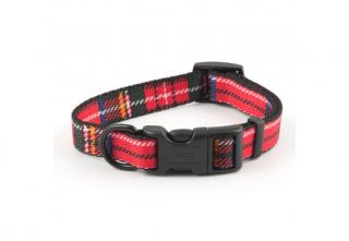 Obojek pro psy nylon - károvaný tartan červený