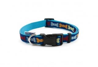 Obojek pro psy nylon - modrý s barevnými kostičky