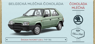 Choco Pola Škoda Favorit 136 L, typ 781, Zelená - mléčná čokoláda 100 g