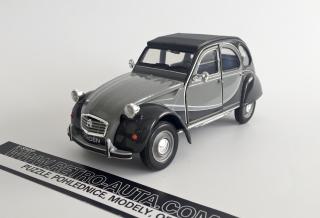 Citroën 2CV 6 Charleston - Šedá/Šedá Tmavá WELLY 1:24 (JIŽ SKLADEM!!!)