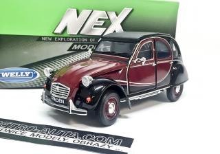 Citroën 2CV 6 Charleston - tmavě červená/černá WELLY1:24