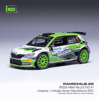 IXO models Škoda Fabia Rally2 EVO No.18 Kopecký/Hloušek Barum Rally 2023 IXO 1:43