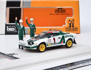 Lancia Stratos HF #1 Alitalia Rallye Monte Carlo 1977 s figurkami IXO 1:43 (Jezdci: S.Munari/S.Maiga)